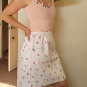 Haymaker womens medium retro 80s 90s skirt pencil lined tulip floral pastel